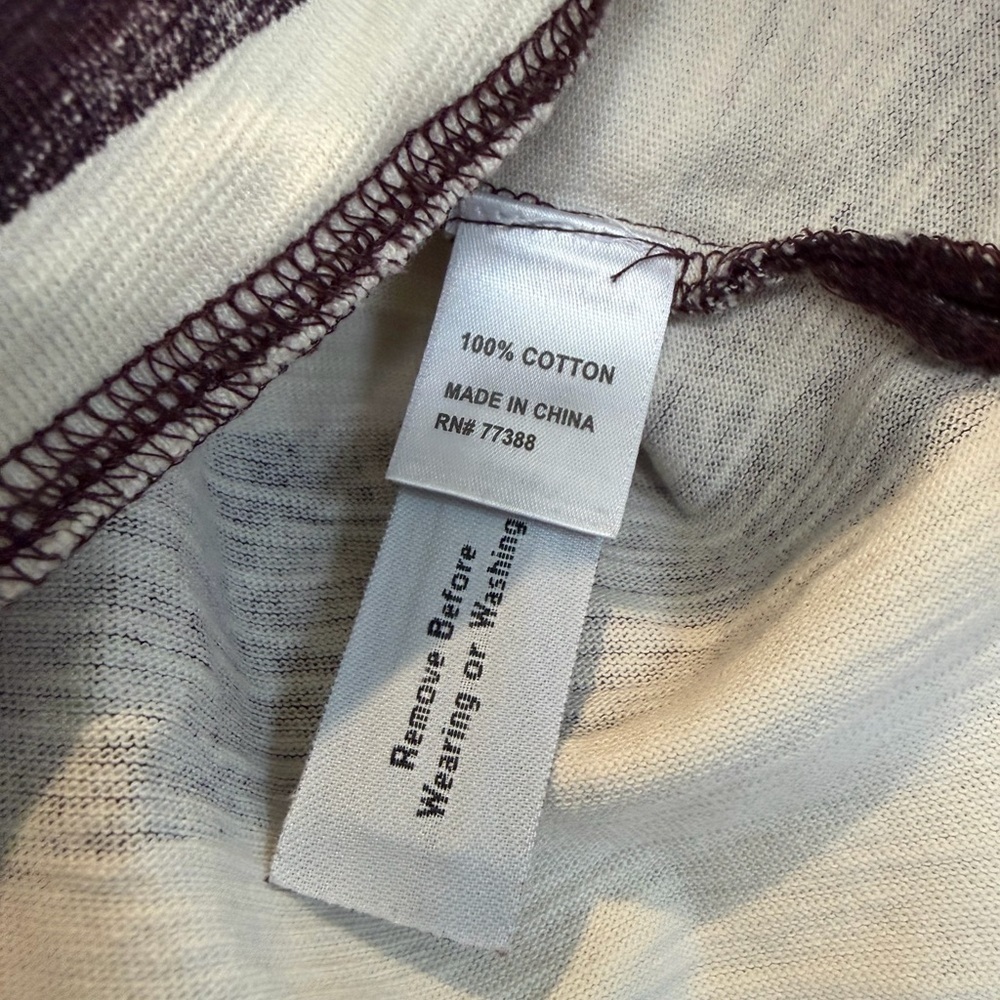 Madewell Cream and Deep Plum Striped Short Sleeve Top Cotton Tee SM - Picture 5 of 11